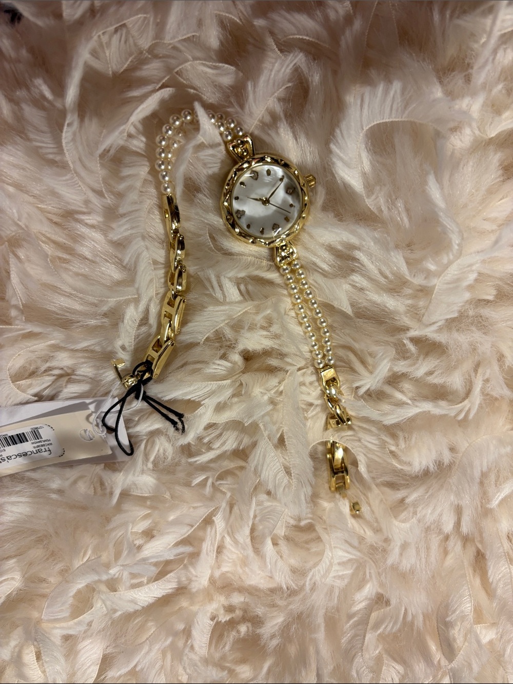 Francesca's Collections Gold Pearl Chain Bracelet Watch